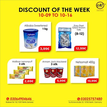 DISCOUNT OF THE WEEK!!
Massive Savings! Less Spending!!

Hurry up, Indian, Sri-Lankan Grocery discount until 16 October. We make your favorite products affordable for you. Grab this chance now. We will make your shopping fun.

This offer is only for Shop. If you have any questions? Give us a call at +493064904646.
We are open Mon-Sat 09:00 AM - 08:00 PM. Visit us, We are located at
1. Rudower Straße 132, 12351 Berlin
2. Kurfürstenstraße 33, 10785 Berlin
3. Zossener Str. 13, 10961 Berlin, Germany.

#grocerysgopping #grocery #groceries #getgrocery #africanchili #discount #bestprice #rice #groceriesingermany #germanyfood #Deutschland #milk #srilankansingermany #indiansingermany #indianingermany #asianshop #offers #africangrocery #berlinfood #indiansinberlin #indiangrocery #prawn #srilankanfood #internationale #lebensmittel #internationalelebensmittel #shoppinginberlin #desifood