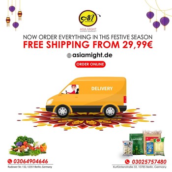Now free shipping from 29,99€ . Now Order everything your needs in this festive offer. We deliver your all Groceries to your Home. 
✅Asian Foods
✅African Foods
✅Sri-Lankan Foods
✅Latin Foods 
✅Fresh fruits & Vegetables
✅Fish & Meat
✅Frozen Foods 

Click the link for Order https://asiamight.de/en/ 

#grocerysgopping #grocery #groceries #getgrocery #africanchili #spicy #bestprice #healthy #food #groceriesingermany #germanyfood #Deutschland #healthy #vegan #afrofood #africaningermany #indianingermany #asianshop #asingrocery #africangrocery #berlinfood #diwalioffer #diwali #indianfestival #indianfood #vegetables #rice #frozenfood #latinfood #fish #srilankan